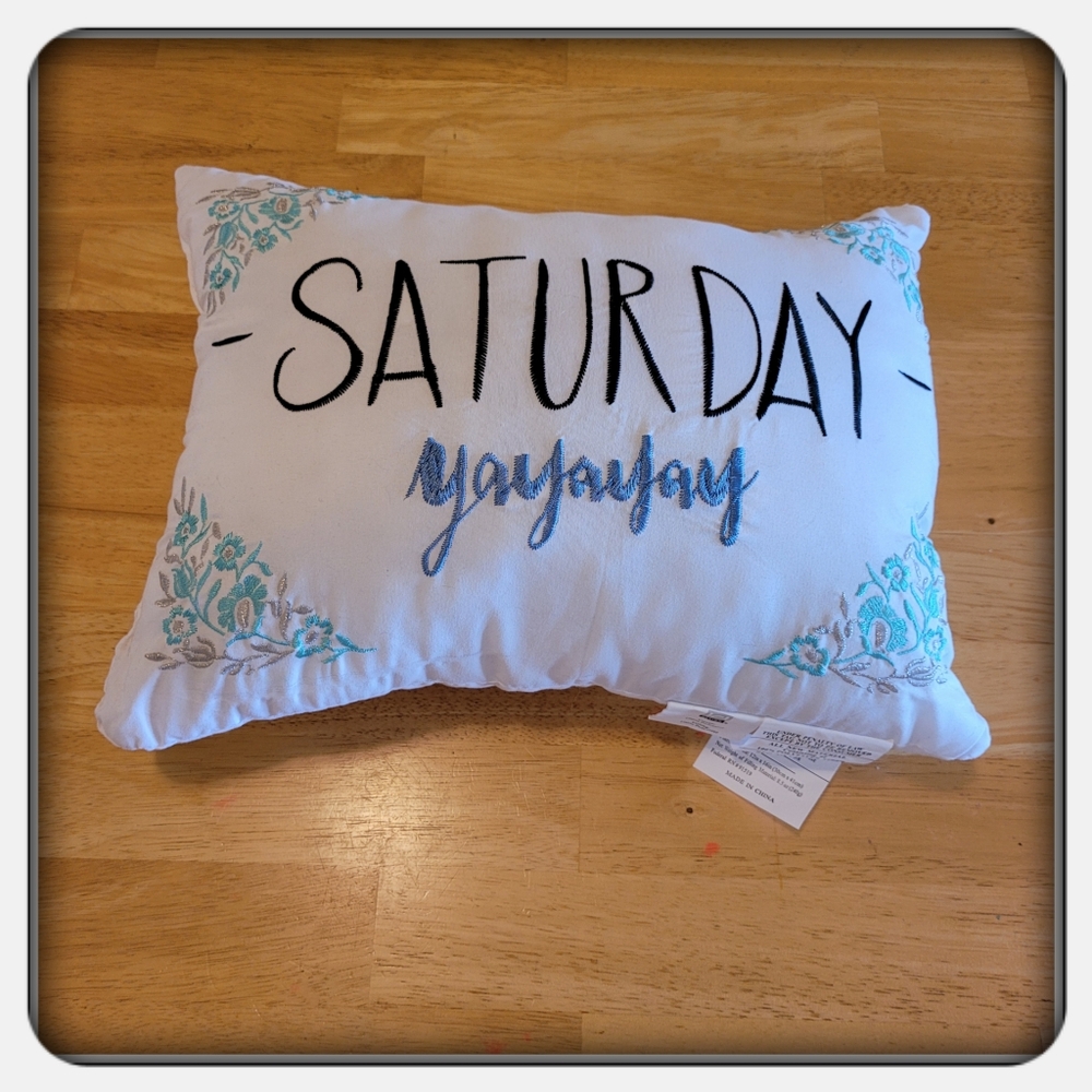 White Embroidered Throw Pillow